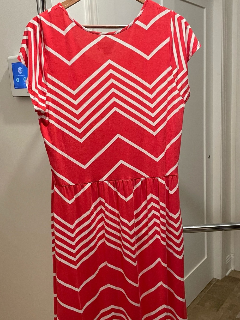 attention Red and White Chevron Midi Dress